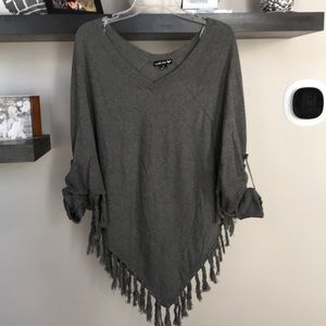 MOVING SALE- 2/$20 NWT grey sleeve fringe poncho